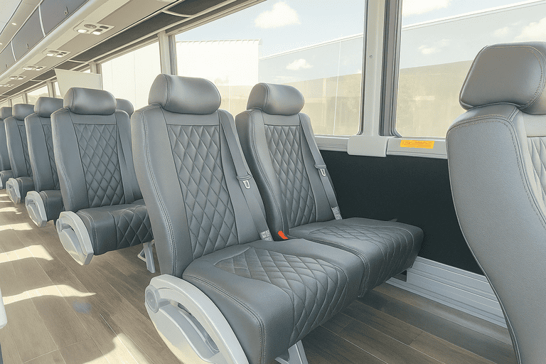 interior of Newport News Minibus Company charter bus