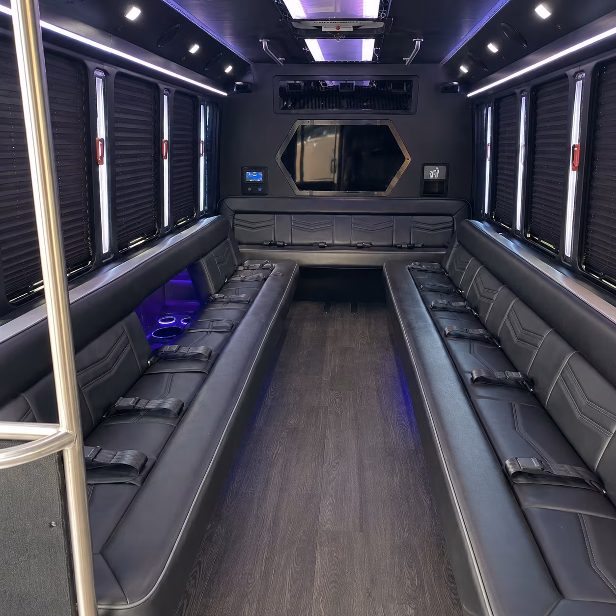 newport news 18 passenger party bus interior