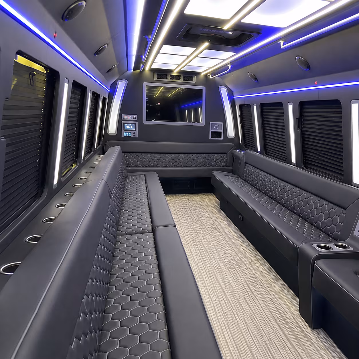 newport news 40 passenger party bus inside