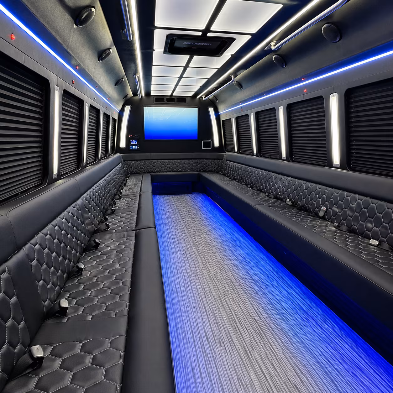 newport news 50 passenger party bus inside